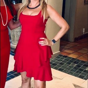 BCBGMAXAZRIA ruffled dress square neckline